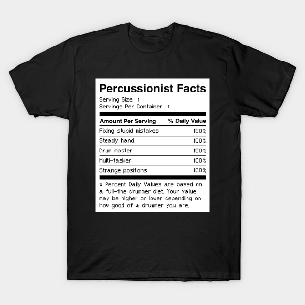 Percussionist Facts | Funny Drums Drummer T-Shirt by MeatMan